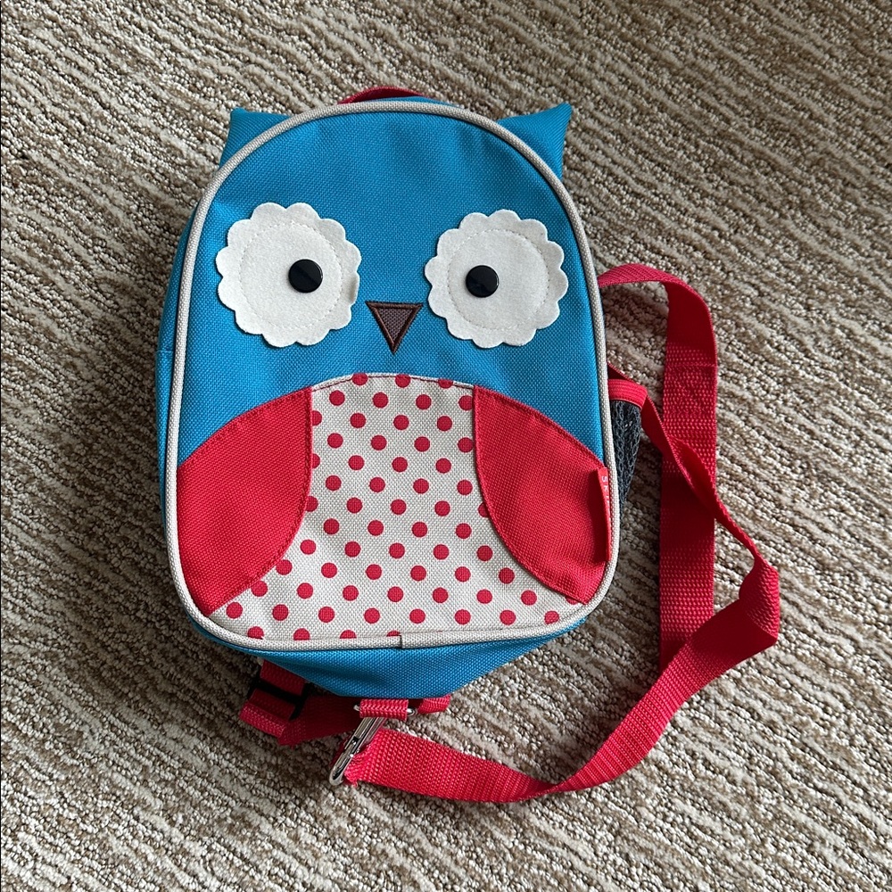 Blue and Red Owl Skip Hop Brand Toddler Backpack